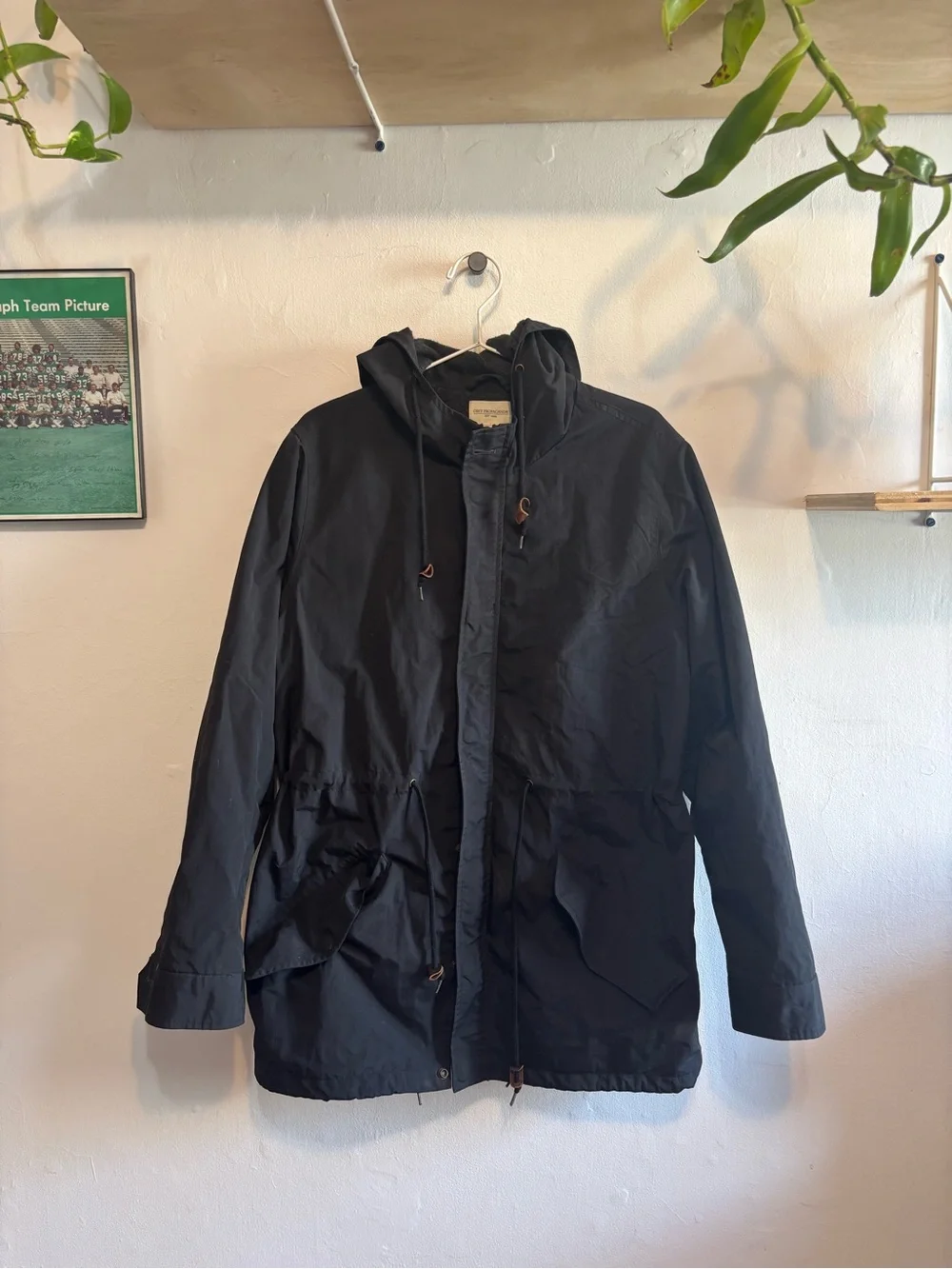 OBEY Black Hooded Parka Jacket - size M